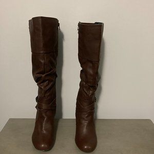 Dolce Women 11M Brown Faux Leather knee Length Boots (NWOT)